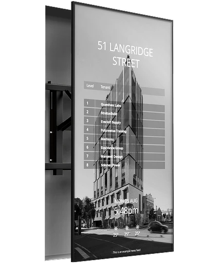 Sprocket GO Streamline Series Recessed Wall Mount Digital Tenant Directory monochrome.