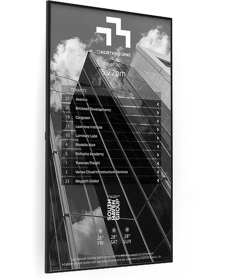 Sprocket GO Streamline Series Surface Wall Mount Digital Tenant Directory monochrome.