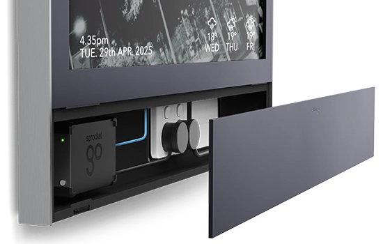 Internal cabling detail of Sprocket GO Architect Series Wall Mount Directory.