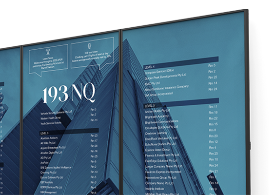 Sprocket GO digital tenant directory Australia, Streamline multi-screen wall array